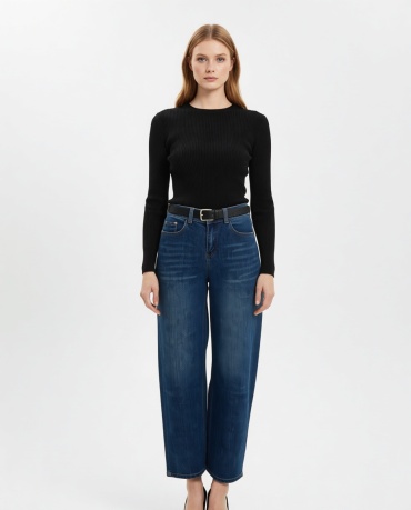 Джинсы широкие и расклешенные Denim синий