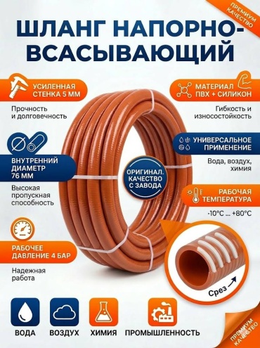 Шланг для полива Miril 1 м, 76 мм