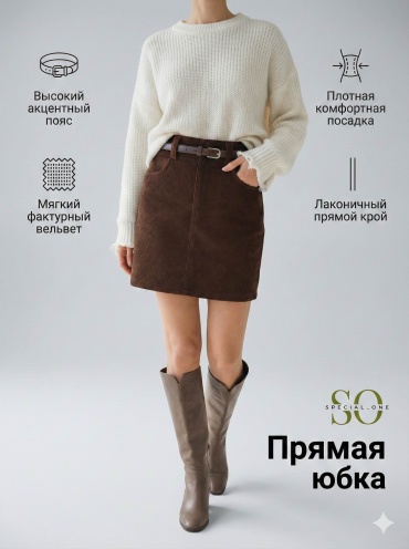 Прямая юбка Special_one коричневый