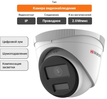 HiWatch камера видеонаблюдения IPC-T020(C), 2 расширение 1920x1080