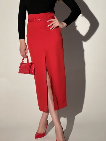 Прямая юбка, юбка карандаш Anro Fashion красный