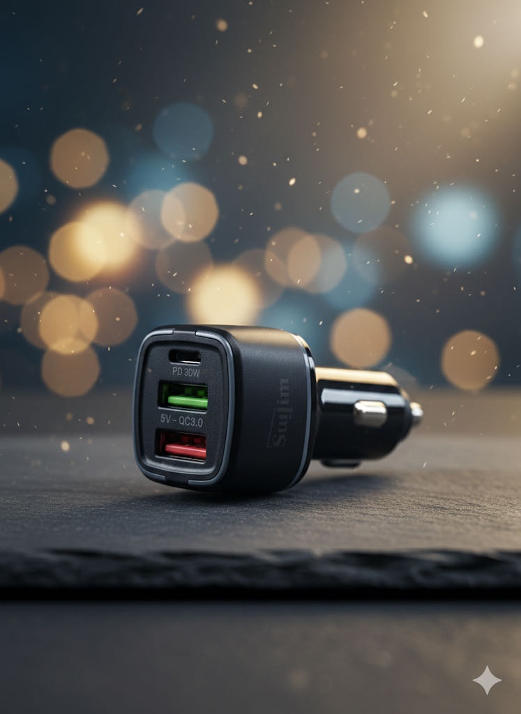Зарядное устройство Sulim RX-702- Авто зарядка USB Type-C, USB 30 Вт черный