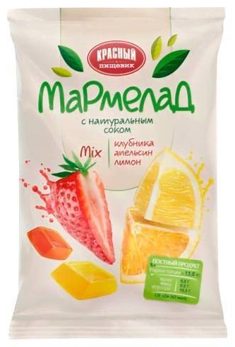 Мармелад Красный Пищевик Микс клубника, апельсин, лимон, вишня фруктовый 300 г