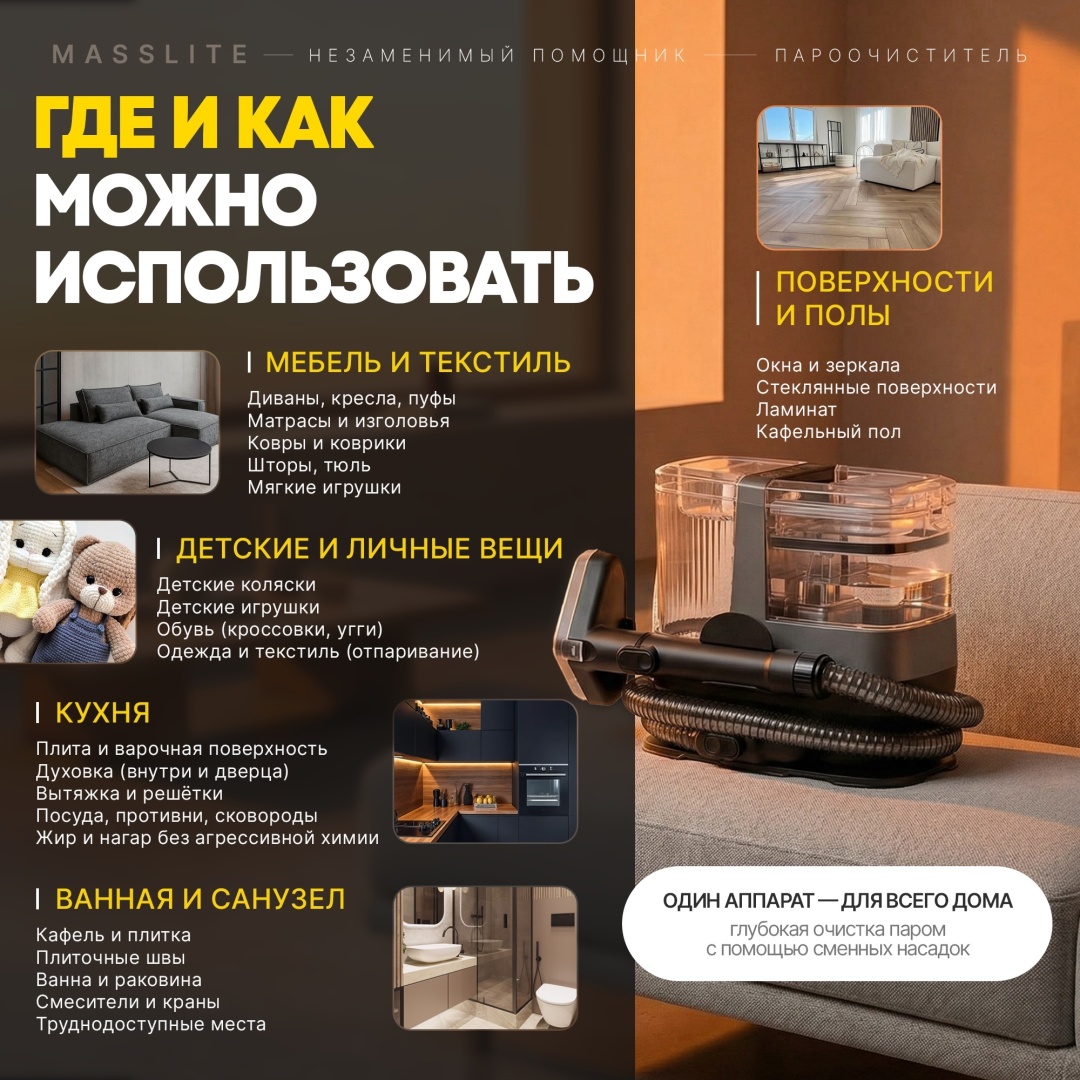 Пылесос MassLite Steam Cleaning серый