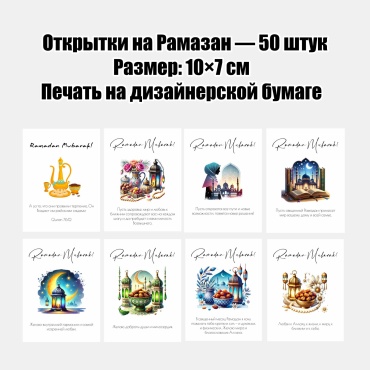 Открытка Открытки на Рамазан — 50 штук 50 шт