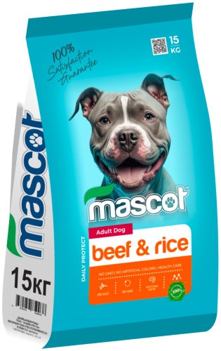 Корм Mascot Adult Dog Говядина с рисом для взрослых всех пород 15 кг