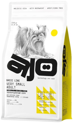 Корм AJO Basic Line Very Small Adult для взрослых миниатюрных пород 1.5 кг