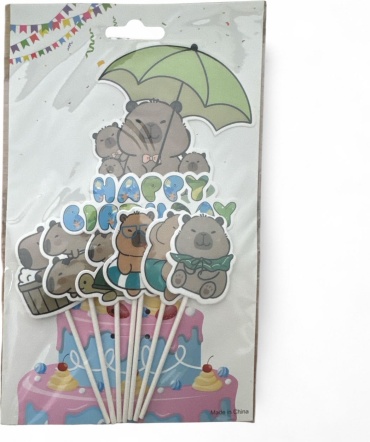 Топперы для торта с мишками «Happy Birthday» топперы для торта 7 шт