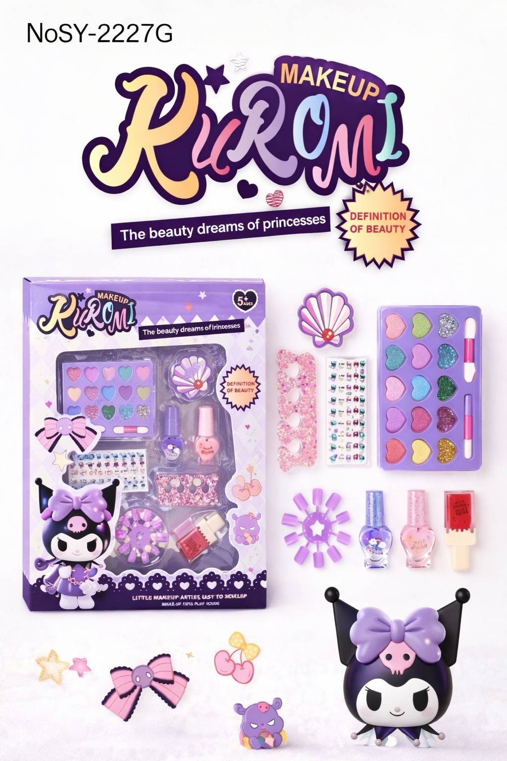 SANTIMENT Детский набор косметики макияж Куроми Kuromi Makeup Set лак для ногтей, набор, тени 4+