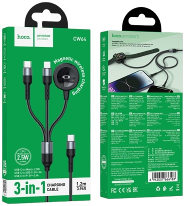 Кабель Hoco USB TypeC (M), USB TypeC (F), 1.2 м, черный
