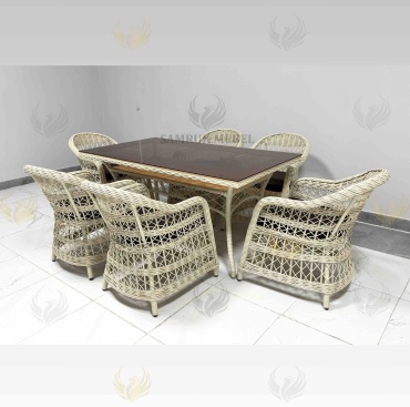 Комплект Samruk Mebel 9 в 1, кол-во персон: 8, металл, искусственный ротанг, стекло