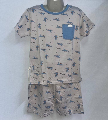 Пижама синий, бежевый