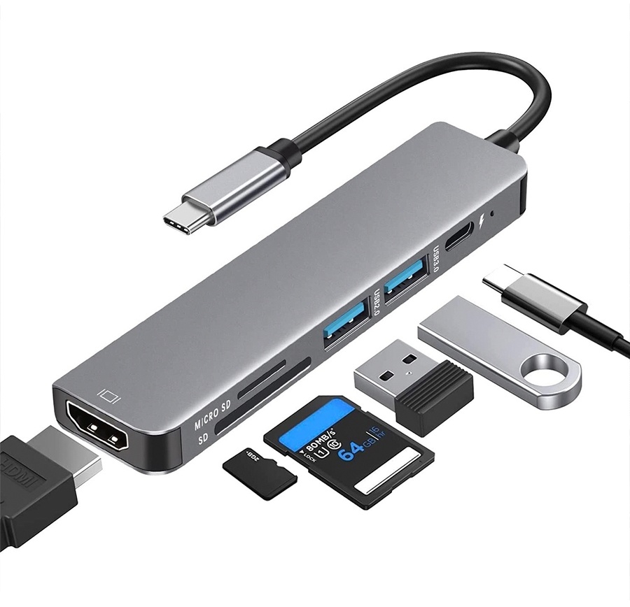 Картридер USB C HUB USB Type-C для SD, micro SDHC, USB 2.0, USB 3.0