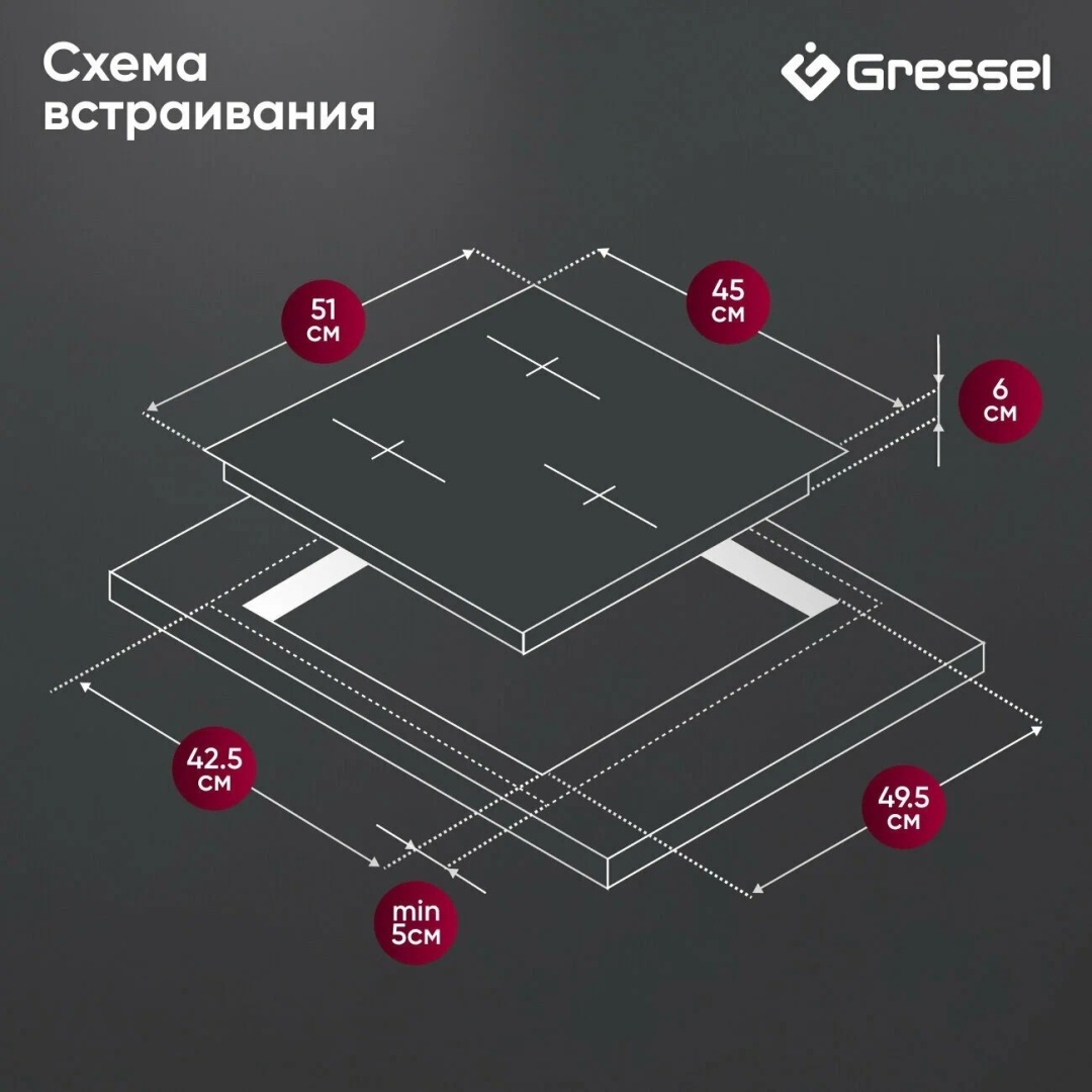 Варочная поверхность Gressel U45I73S000 черный