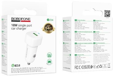 Borofone BZ34 USB Type-C, USB 18 Вт белый