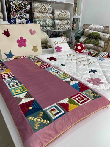 Комплект корпе с подушками 150x120 см, вата, розовый