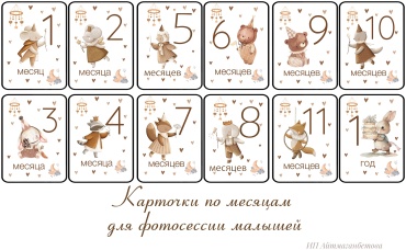 Карточки по месяцам для новорожденных карточка 12 шт