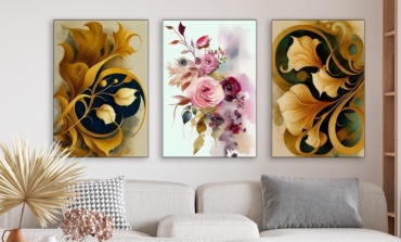 Room Art KZ модульная картина Цветочная живопись 180x90 см