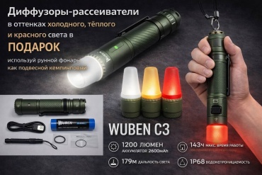 Фонарь WUBEN C3 ручной зеленый