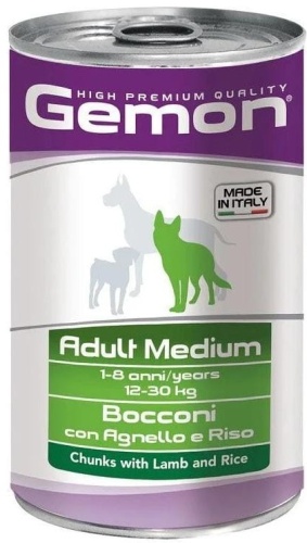 Корм Gemon Adilt Medium с ягненком и рисом для взрослых средних пород 1250 г 1 шт