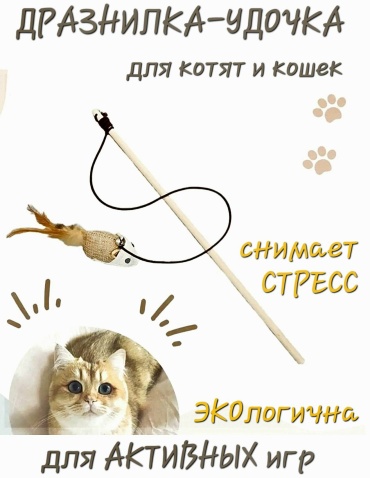 PET дразнилка для совместных игр дерево, перо