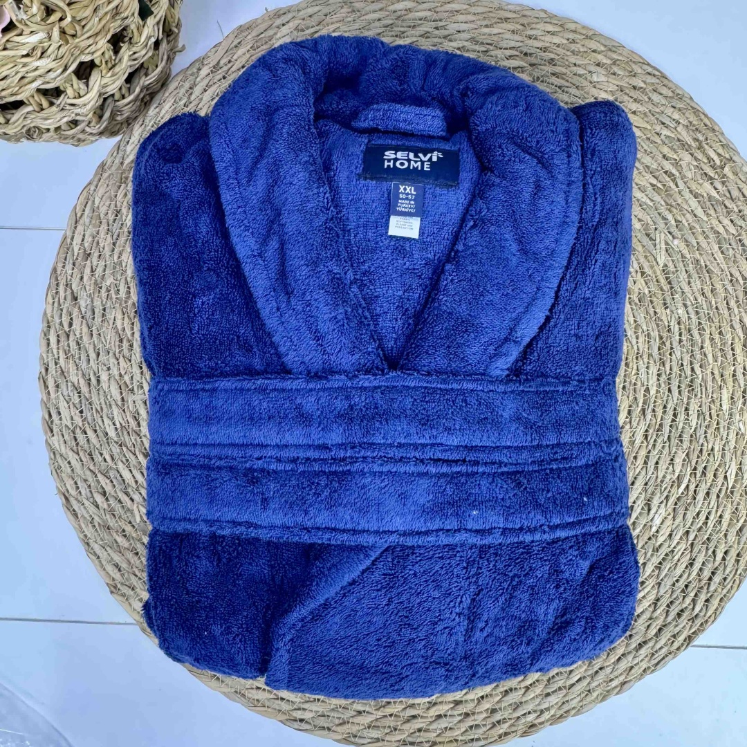 Махровый халат Selvi home синий