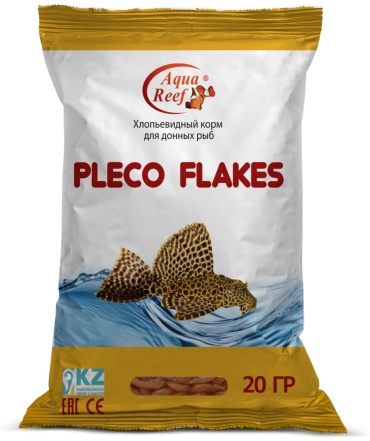 Aqua Reef PLECO FLAKES Хлопьевидный корм для донных рыб, 20 г.