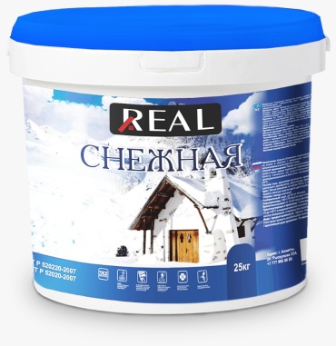 Real водоэмульсионная Снежная 25 кг, белый цвет