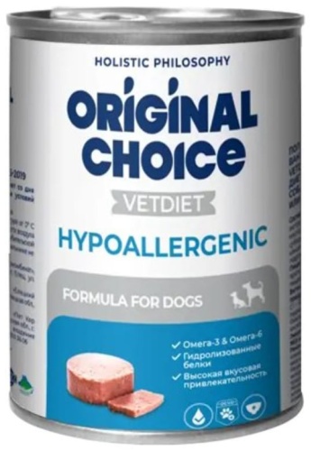 Original choice Vetdiet Hypoallergenic при пищевой аллергии и непереносимости для всех пород 340 г 1 шт