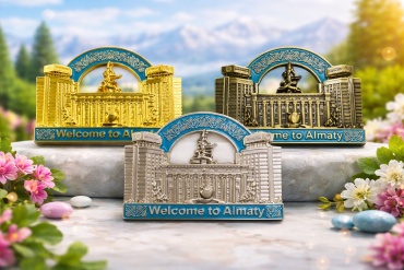 Металлическая табличка Металический магнит Welcome to Almaty