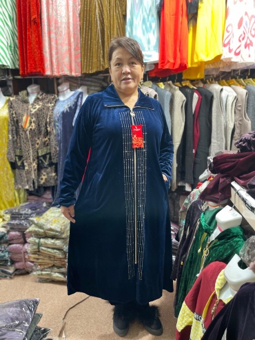 Бархатный халат Exclusive model синий
