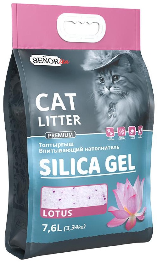Наполнитель SENORita Selica Gel Lotus впитывающий 7.6 л