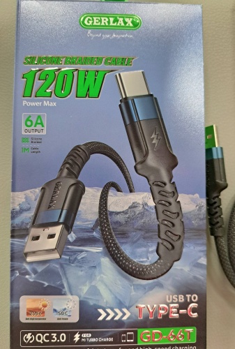 Кабель GERLAX USB 3.0 (M), USB TypeC (M), 1 м, GD-66T черный