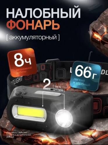 Фонарь Online MAX OM-F-1804 налобный черный