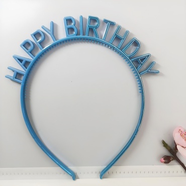 Ободок Happy birthday голубой размер универсальный, 1 шт