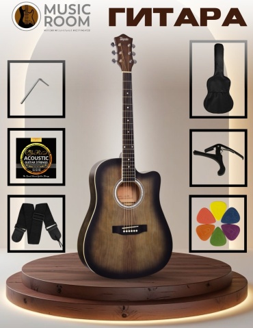 Гитара акустическая Music Room T-414 коричневый, мультиколор