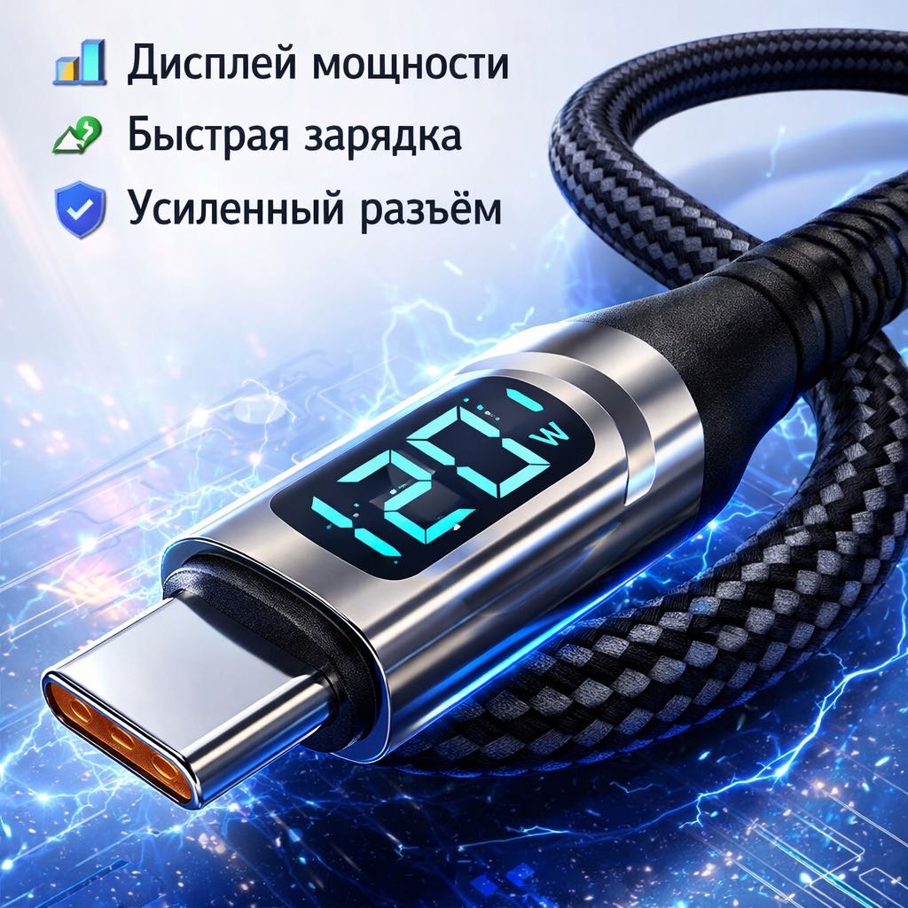 Кабель USB TypeC (M), 1 м, черный