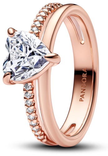 Кольцо PANDORA «Двойное сияющее сердце» 183100C01-56 размер 17.8 вес 3.39 г сплав покрытый розовым золотом 14К,