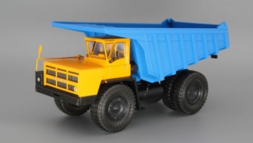 БелАЗ-7527 самосвал-углевоз, желтый / синий