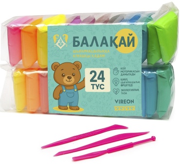 Детский воздушный пластилин VIREON БАЛАҚАЙ, 24 цветов