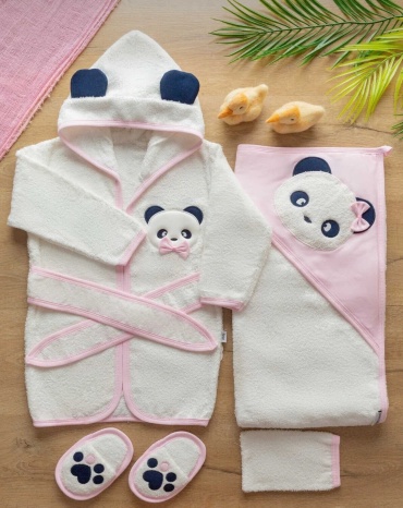 Халат Sarebaby белый, розовый