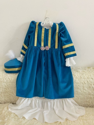 Национальный костюм голубой, бирюзовый