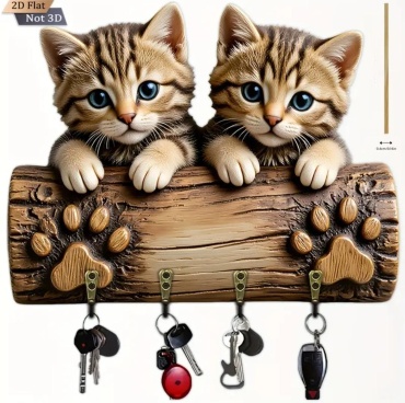 Торрина держатель крючки для ключей дерево "Котята" 11x18 см