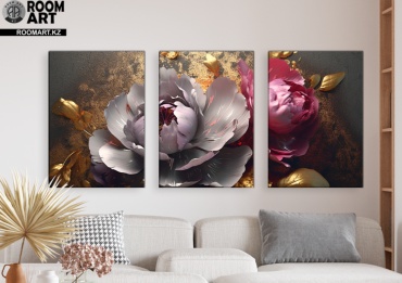 Room Art KZ модульная картина Цветочная живопись 200x100 см