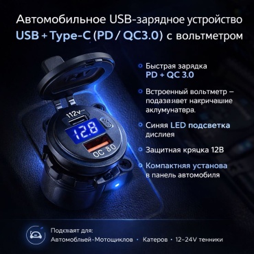 Зарядное устройство PIPPEN PIC1098 USB Type-C 100 Вт черный