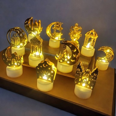 Декоративная свеча Рамадан led 7 см, 8 шт золотистый