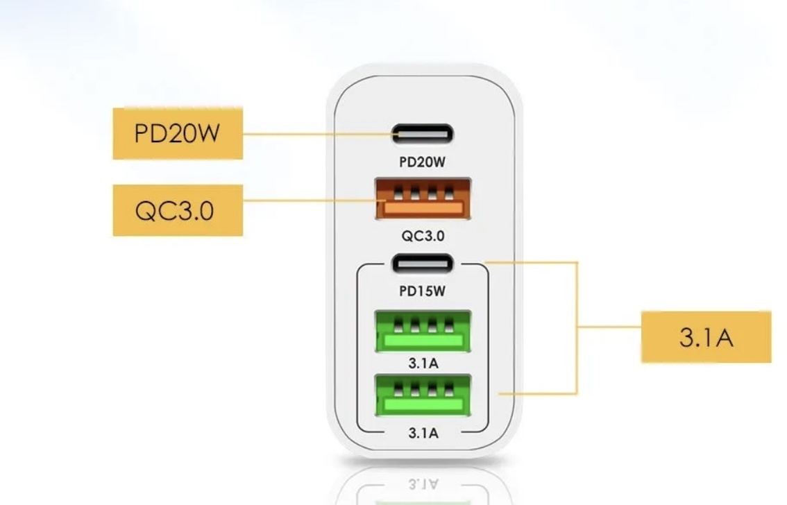 Зарядное устройство F002 USB Type-C, USB белый