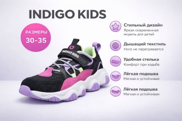 Кроссовки Indigo Kids кроссовки Indigo Kids фуксия, черный