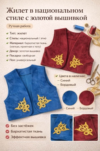 Национальный костюм синий, зеленый