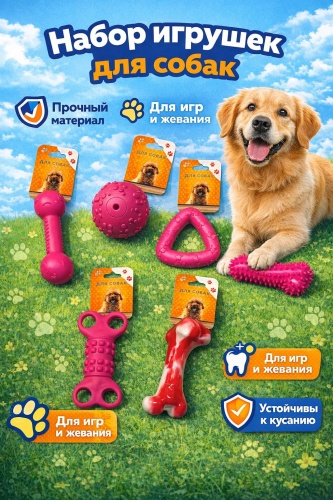 Игрушка Игрушка 15484017_979054632Набор игрушек для собак 6 шт, резиновые жевательные игрушки, прочные, для чистки зубов и активных игр мультиколор